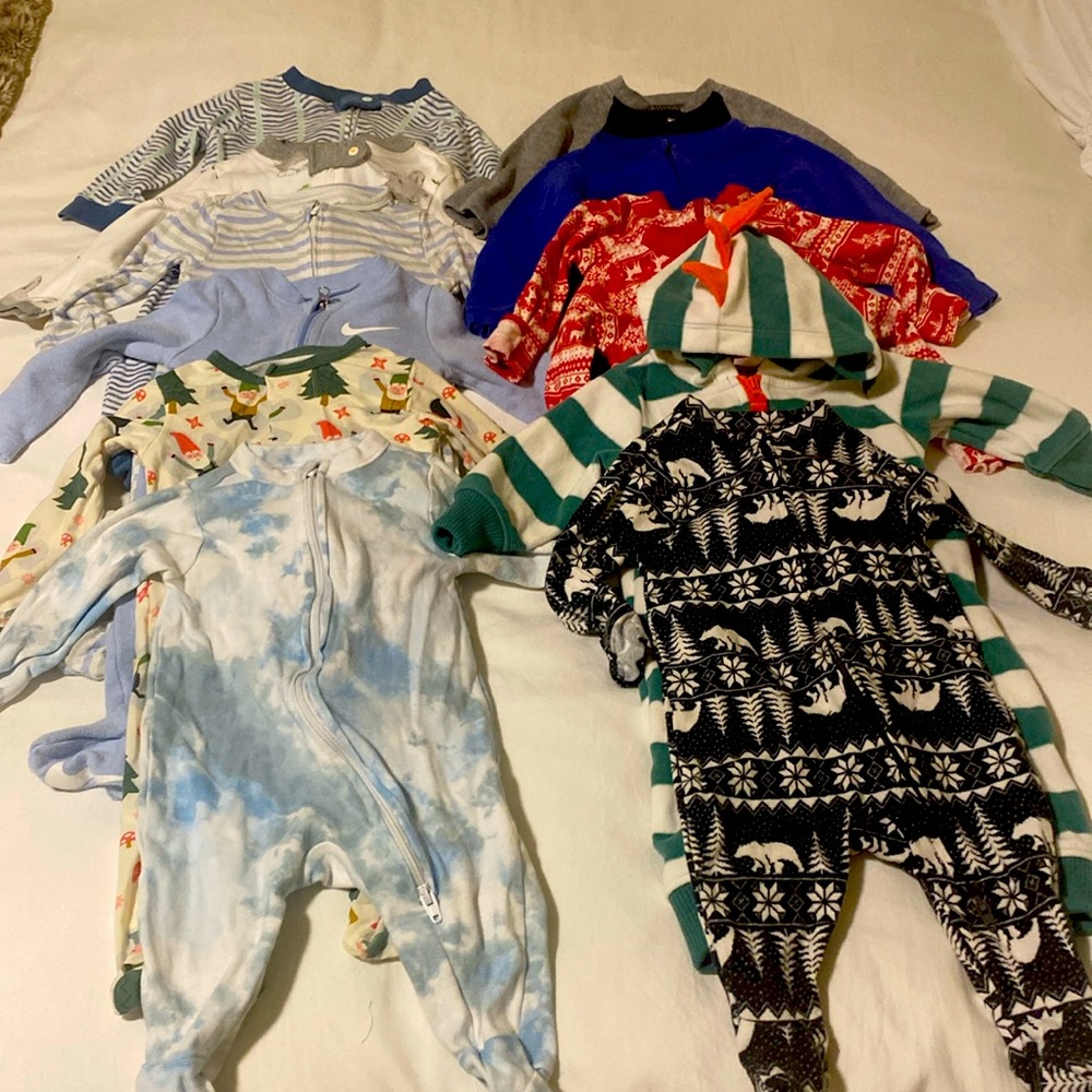 0-3 month boys onesie footed bundle